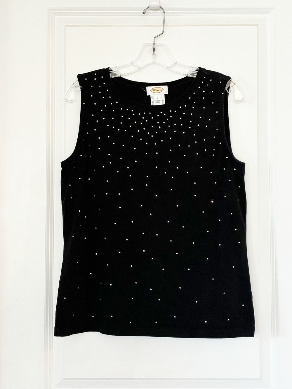 Talbots Black Crystal Embellished Sleeveless Tank Top Size Women's Large